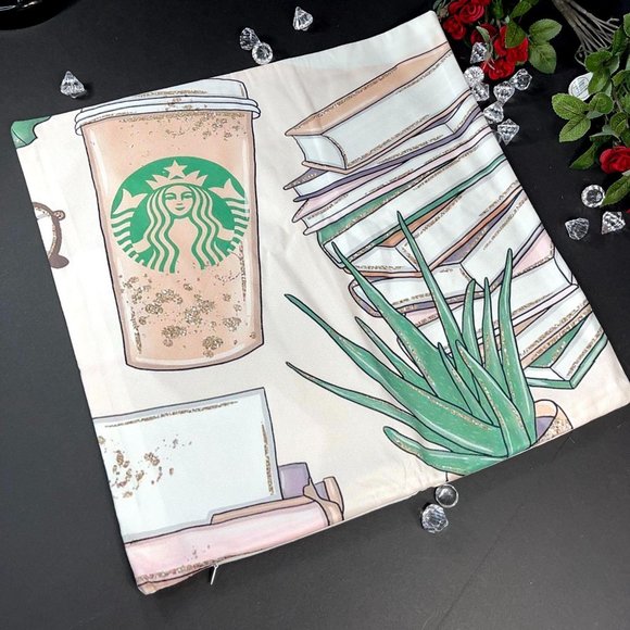 Starbucks Coffee Throw Pillowcase School Books Home Decor Accent Pillow Cover - Picture 3 of 12